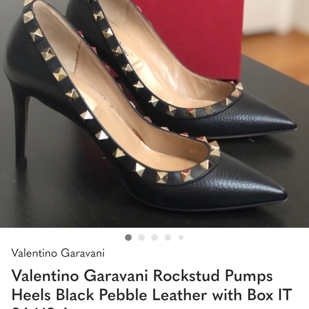 Valentino Garavani Black Heels with Gold Studs
